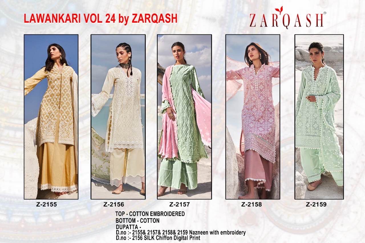 Zarqash Lawankari 24 Festive Wear Cotton Pakistani Salwar Kameez Collection